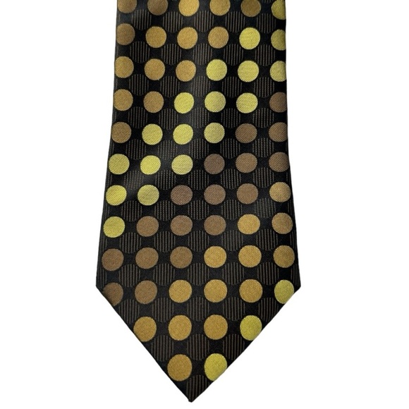 Sean John Brown Gold Polka Dot Tie Elegant Retro‎ Style 100% Silk Mens Necktie - Picture 1 of 11